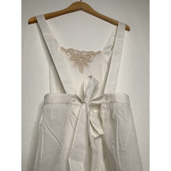 Dutch Novelties Embroidered Roses Lace Cream Apron Pockets New Vintage Condition - Picture 11 of 12